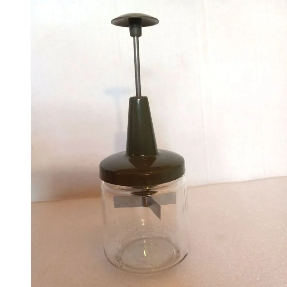 MCM Androck Nut & Food Chopper Glass Measuring Jar w/ Dark Green Top WORKS GREAT
